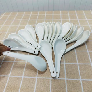 Bộ 10c Muỗng sứ, Thìa Sứ trắng cao cấp, đơn giản mà sang trọng