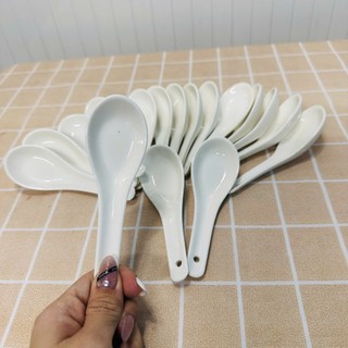 Bộ 10c Muỗng sứ, Thìa Sứ trắng cao cấp, đơn giản mà sang trọng