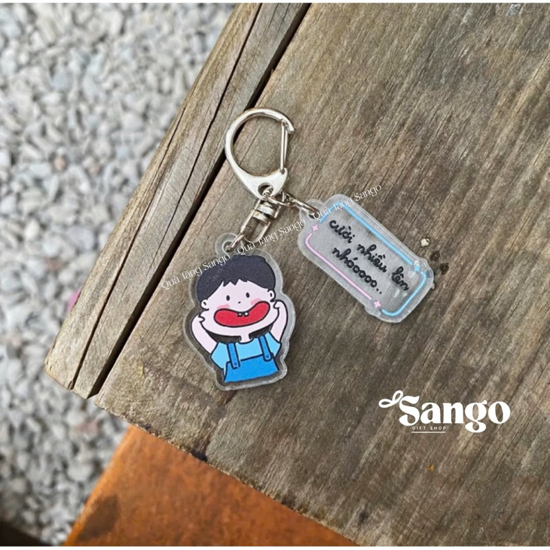 Móc Khóa lời nhắn CƯỜI NHIỀU LÊN 2 mảnh - Quà Tặng sango