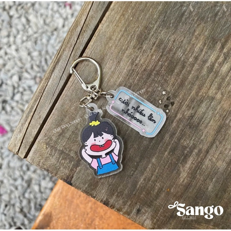 Móc Khóa lời nhắn CƯỜI NHIỀU LÊN 2 mảnh - Quà Tặng sango