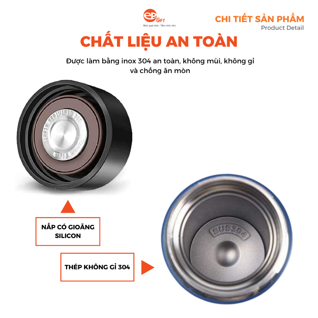 Bình Giữ Nhiệt Văn Phòng Chất Liệu Inox Giữ Nóng Lạnh Lâu Tiện Lợi Dung Tích 500ml