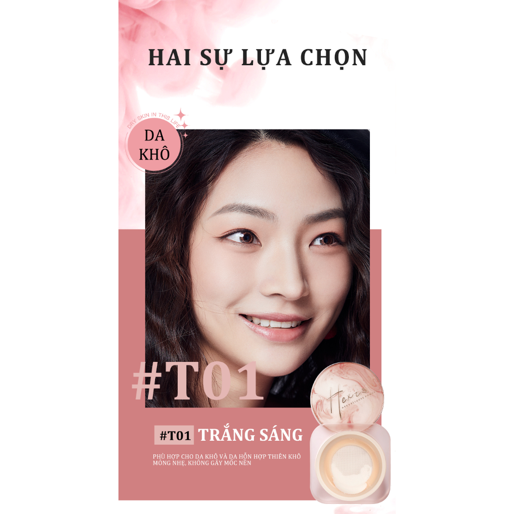 COMBO 2 hũ phấn phủ bột siêu mỏng nhẹ HEXZE 7g + 7g kiềm dầu, chống thấm nước, giữ lớp trang điểm