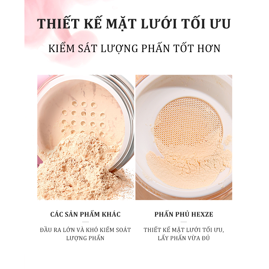 COMBO 2 hũ phấn phủ bột siêu mỏng nhẹ HEXZE 7g + 7g kiềm dầu, chống thấm nước, giữ lớp trang điểm
