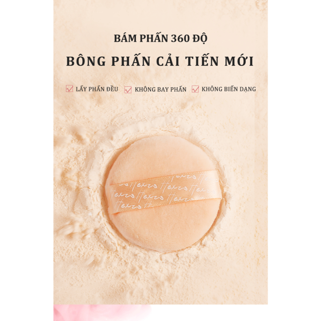 COMBO 2 hũ phấn phủ bột siêu mỏng nhẹ HEXZE 7g + 7g kiềm dầu, chống thấm nước, giữ lớp trang điểm
