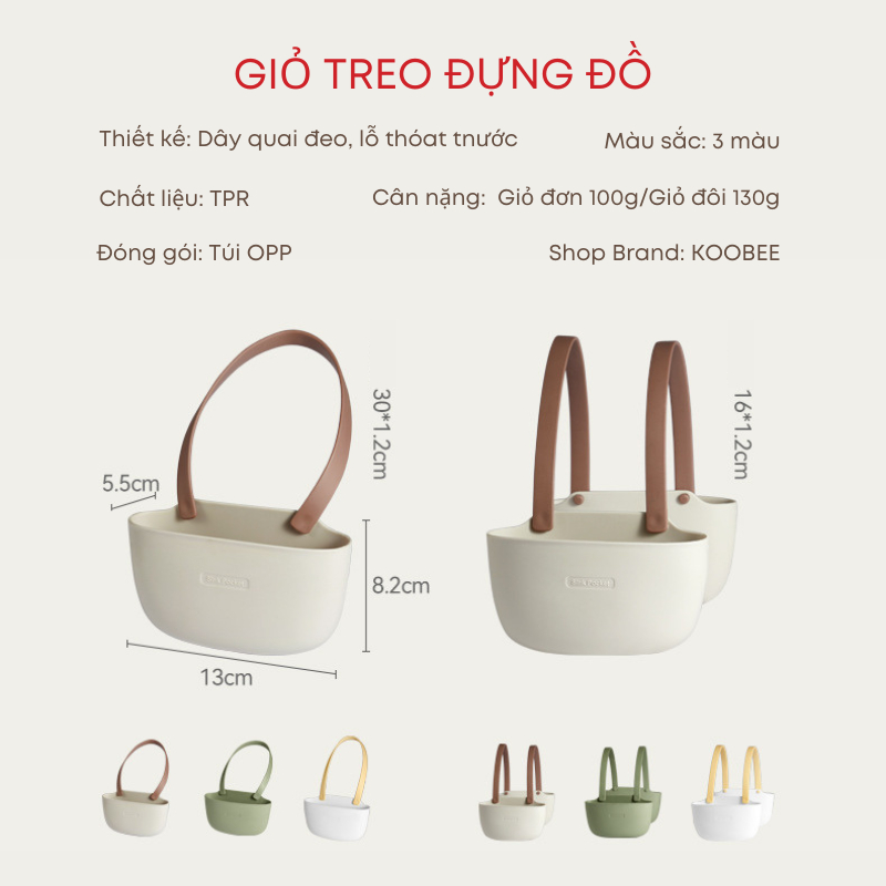 Giỏ treo đựng đồ nhà bếp nhà tắm cao cấp KooBee - Giỏ treo bồn rửa bát có rãnh thoát nước | 261