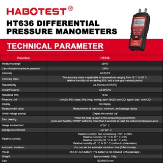 (Bảo hàng 1 năm)HABOTEST HT636 Thiết bị kiểm tra áp suất không khí phát hiện sự cố hệ thống áp suất khí Màn hình LCD có