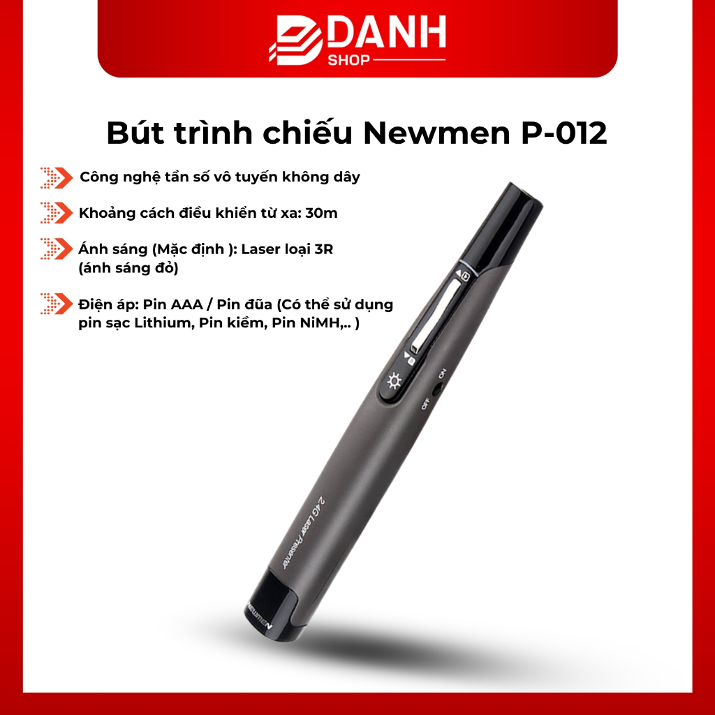 Bút trình chiếu Newmen P-012 - Điều khiển từ xa, Laser đỏ, Chính hãng ...