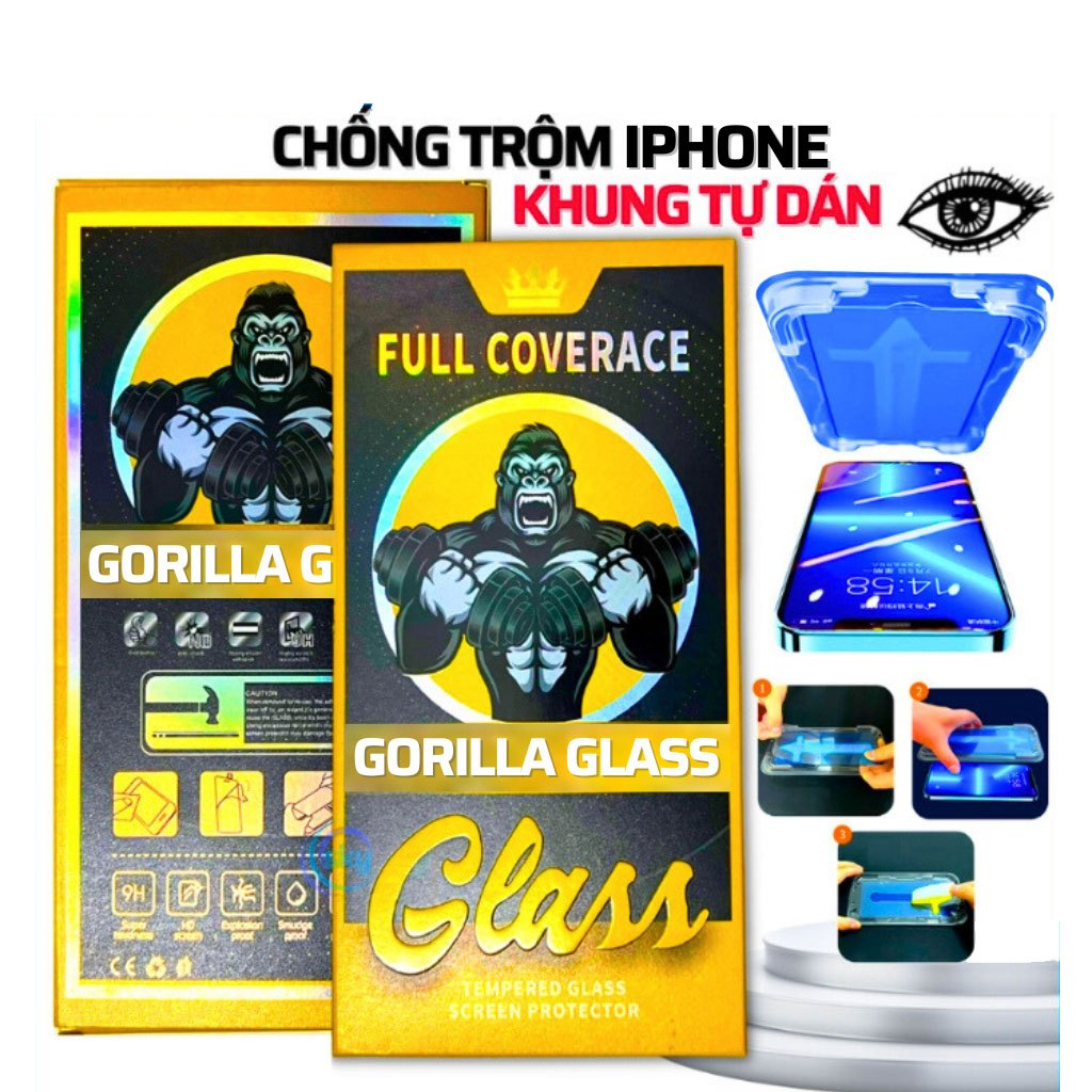 (COMBO 2 KÍNH) Cường lực CHỐNG NHÌN TRỘM TỰ DÁN full màn 17 6 6plus 6s 6 s plus 7 8 x 11 12 13 14 15 Pro max