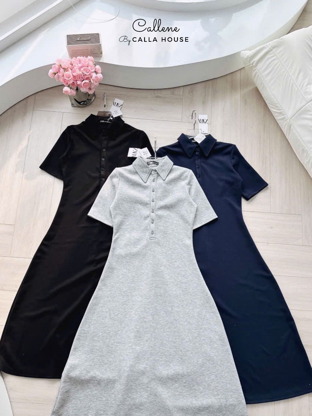 Ảnh Đầm thun dáng dài cổ polo thời trang trẻ trung Callene (L2676) 3