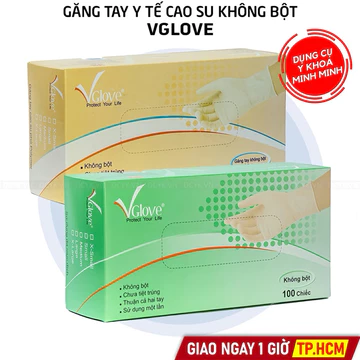 ✅ [THÙNG 10 HỘP] Găng Tay Cao Su Y Tế Không Bột Vglove (Hộp 100 Cái) | Bao Tay Latex Y Tế Khải Hoàn