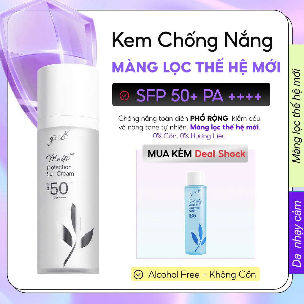 Ảnh Kem Chống Nắng Kiềm Dầu,Nâng Tone Cho Mọi Loại Da,0% Cồn,0% Hương Liệu,SPF 50+ PA++++ GUO 30g [Phiên Bản Nâng Cấp 2025] 1