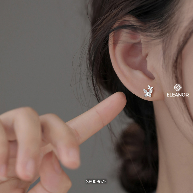 Bông tai nữ chuôi bạc 925 Eleanor Accessories hồ điệp đính đá phụ kiện trang sức khuyên tai 9675