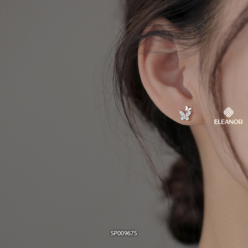 Bông tai nữ chuôi bạc 925 Eleanor Accessories hồ điệp đính đá phụ kiện trang sức khuyên tai 9675