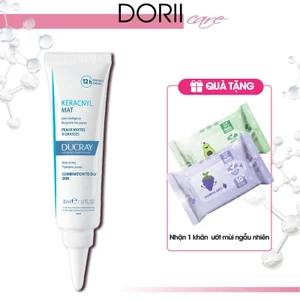 Kem dưỡng da giảm bóng nhờn, se khít lỗ chân lông Ducray Keracnyl Mat 30ml tặng khắn giấy