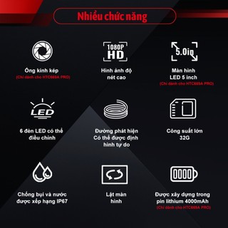 HABOTEST HT669A Độ phân giải cao có độ phân giải cao 1080p HD Video 32G Lưu trữ IP67 Nốt ống nội soi ống nội soi ống nội