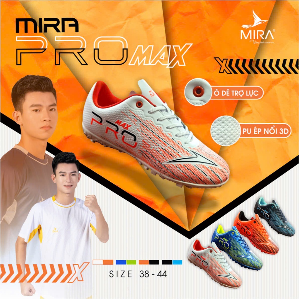 (Khâu Full Đế) Giày Bóng Đá Cao Cấp Chính Hãng Mira Promax Trẻ Em - Người Lớn - Bám Sân Tốt
