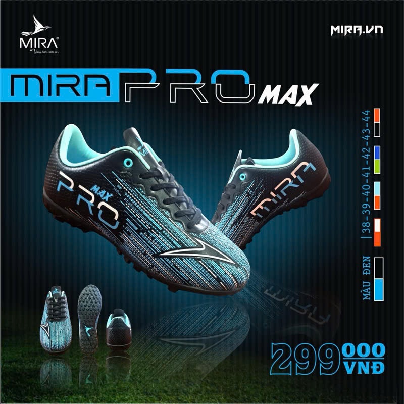(Khâu Full Đế) Giày Bóng Đá Cao Cấp Chính Hãng Mira Promax Trẻ Em - Người Lớn - Bám Sân Tốt