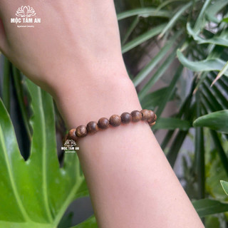 Vòng tay trầm hương Mộc Tâm An Sánh Chìm và Trầm Tốc hạt tròn đơn- 6mm & 8mm - Vòng tay Nam Nữ