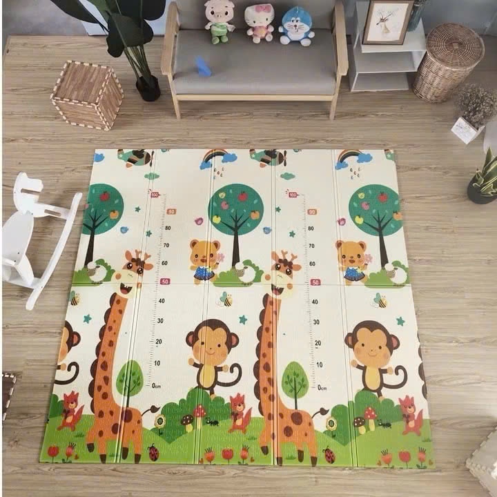 Thảm Xốp Gấp Gọn XPE 1m8x2m 2 Mặt Chống Thấm Chống Trơn Trượt Lót Sàn Cho Bé Chơi An Toàn