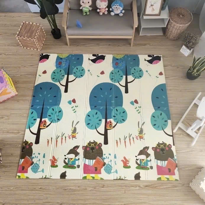 Thảm Xốp Gấp Gọn XPE 1m8x2m 2 Mặt Chống Thấm Chống Trơn Trượt Lót Sàn Cho Bé Chơi An Toàn
