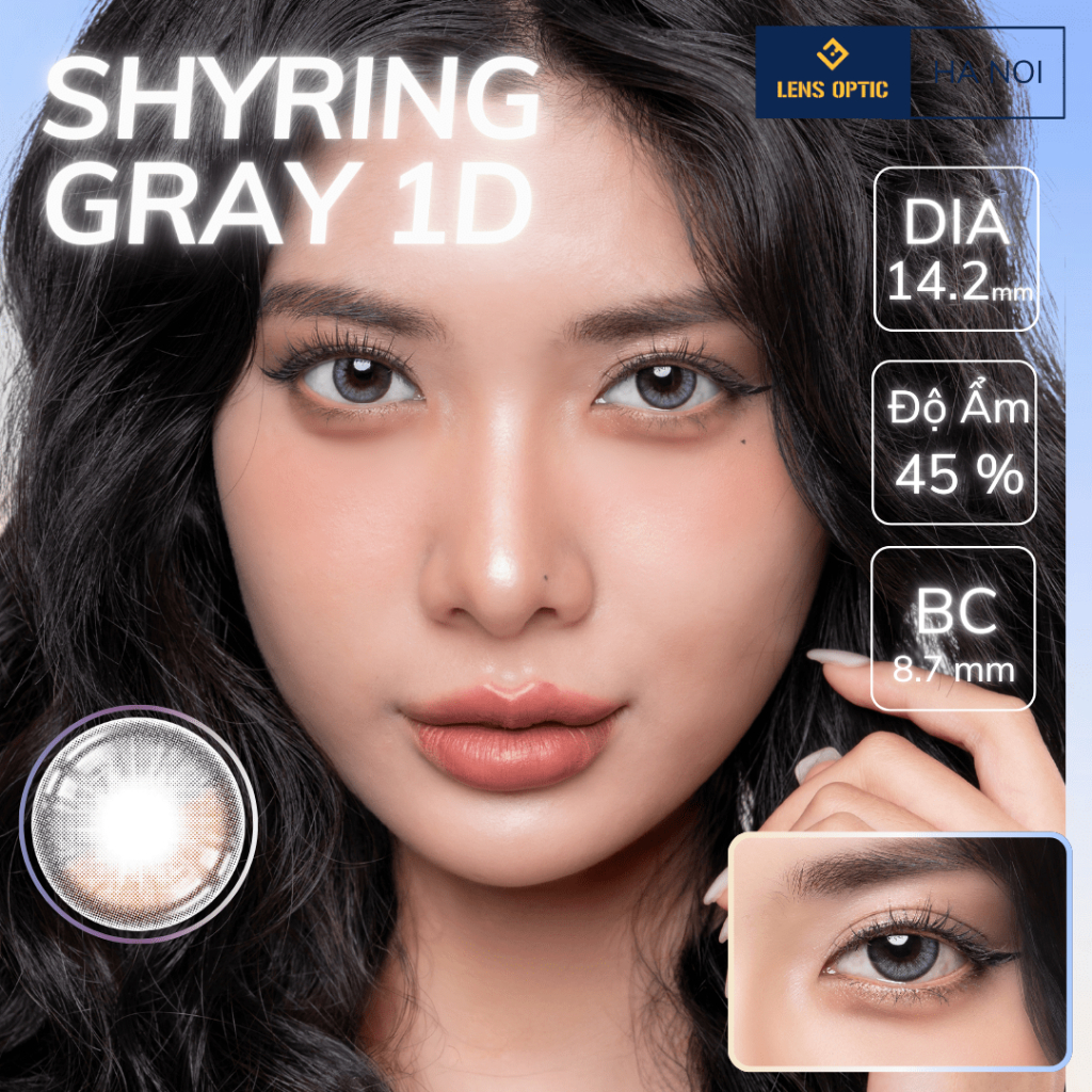 Kính áp tròng LENSGRAPHY màu SHYRING GRAY 1 ngày có độ đàn hồi cao, ít ...