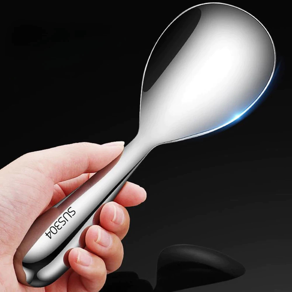 Muôi Xới Cơm Inox SUS 304 Cao Cấp, Muỗng, Vá, Thìa Xới Cơm Sáng Bóng, Cách Nhiệt Tiện Lợi