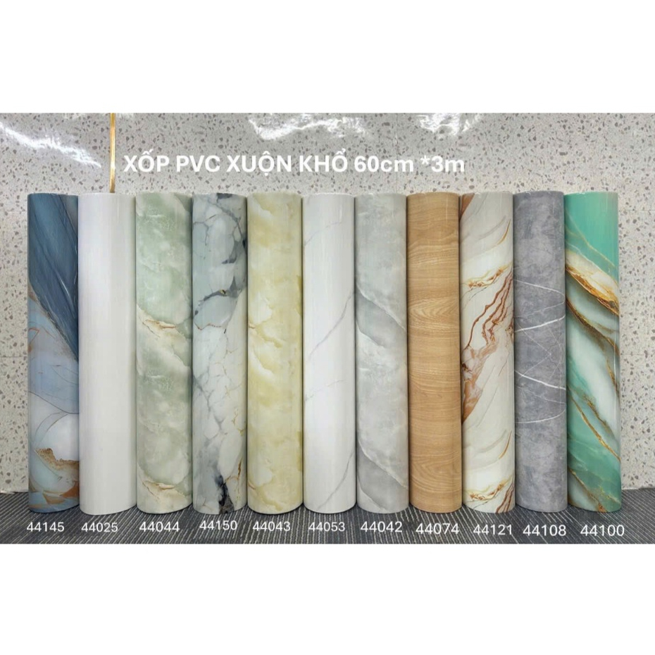 Cuộn dán tường PVC bóng (60cmx 3m) vân đá hoa cương sẵn keo trang trí ...