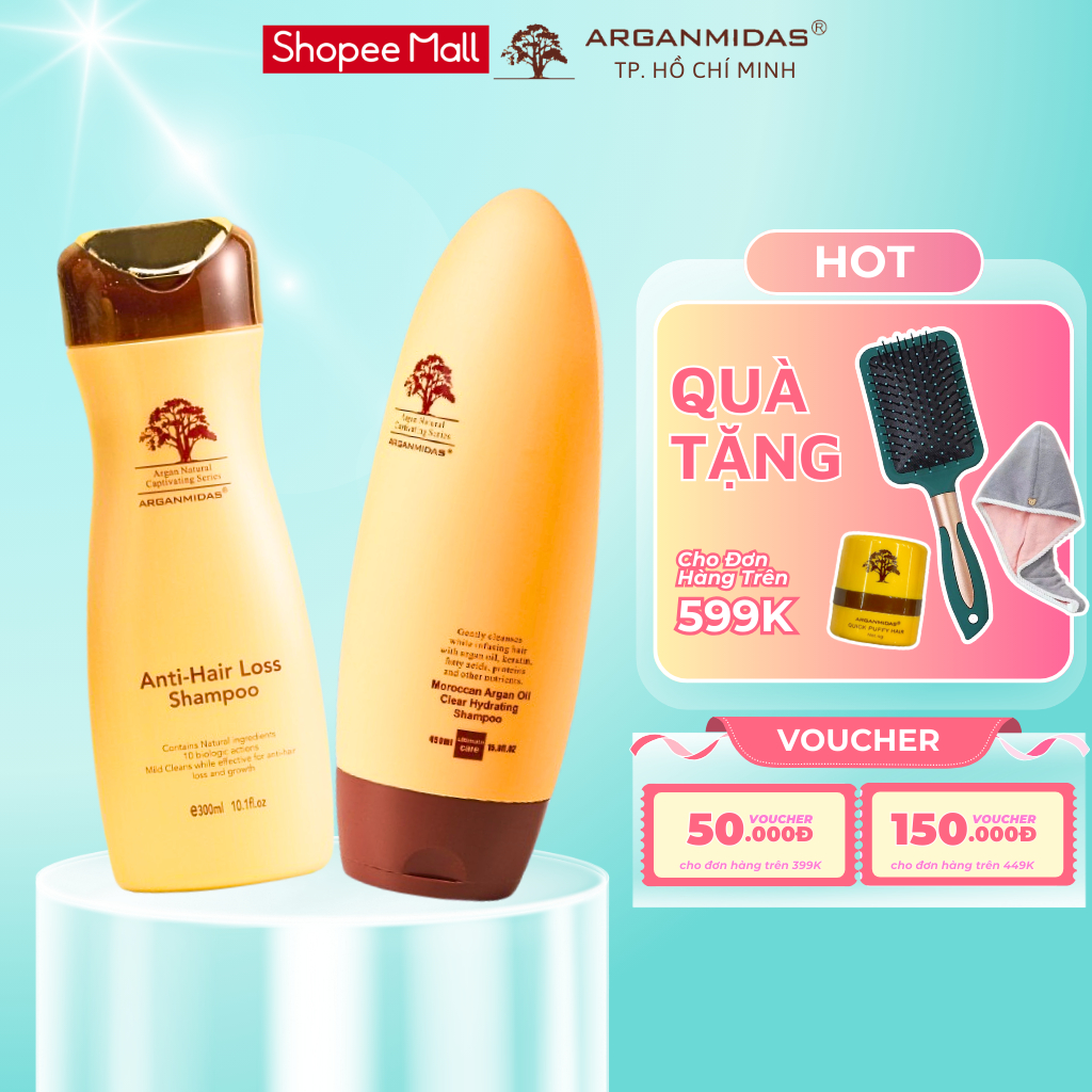 Ảnh Dầu gội cặp kích thích mọc tóc Arganmidas tinh chất Argan Oil nuôi dưỡng tóc chắc khỏe combo gội xả hỗ trợ dày tóc 1