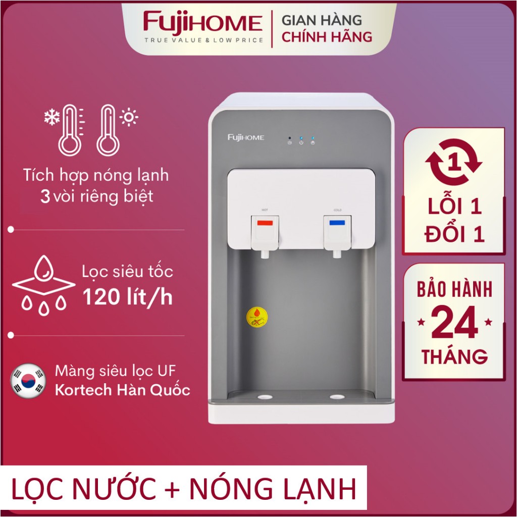 Cây lọc nước nóng lạnh Nhập Khẩu FUJIHOME WP507C, Máy lọc nước UF siêu lọc tích hợp nóng lạnh cao cấp