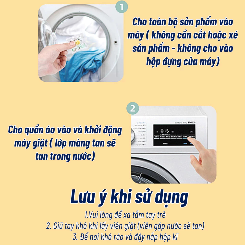 Hộp 140 viên giặt 5IN1 khử khuẩn 99% hương hoa dịu nhẹ, Viên giặt xả thơm làm mềm quần áo