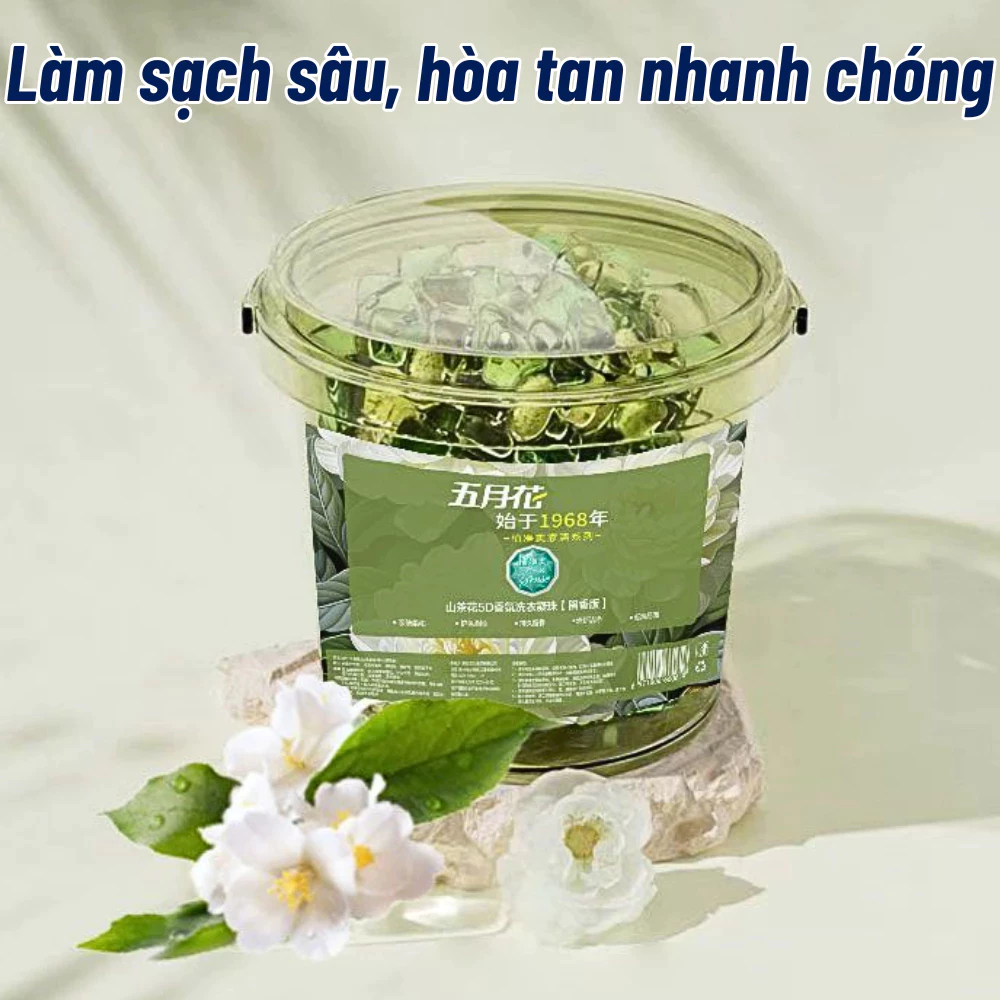 Hộp 140 viên giặt 5IN1 khử khuẩn 99% hương hoa dịu nhẹ, Viên giặt xả thơm làm mềm quần áo