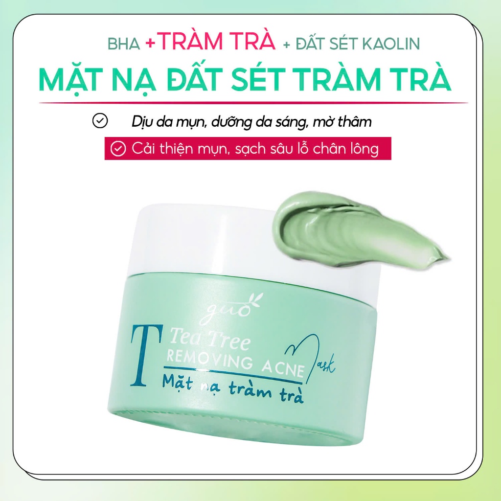 Ảnh Mặt nạ đất sét tràm trà cải thiện mụn, sạch sâu, se khít lỗ chân lông - GUO Tea Tree Mask 50g 1