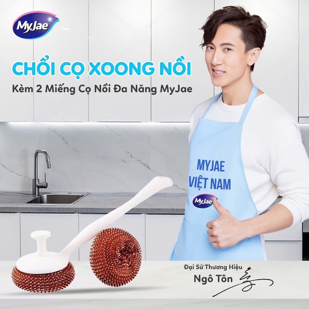 COMBO 4 Chổi Cọ Xoong Nồi Kèm 2 Miếng Cọ Nồi Đa Năng Tiên Lợi MyJae