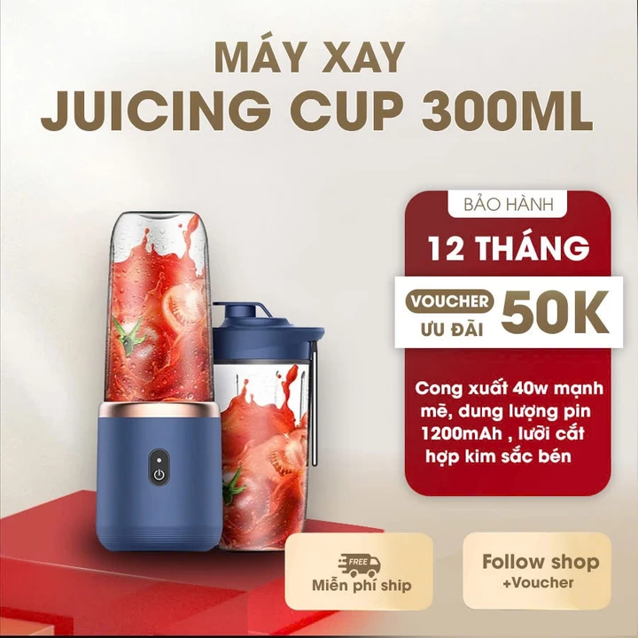 Máy Xay Sinh Tố Juicing Cup 300ML Cầm Tay 6 Lưỡi 2 Cối - Sử Dụng Pin Sạc Cổng USB Siêu Tiện Lợi _ MX4