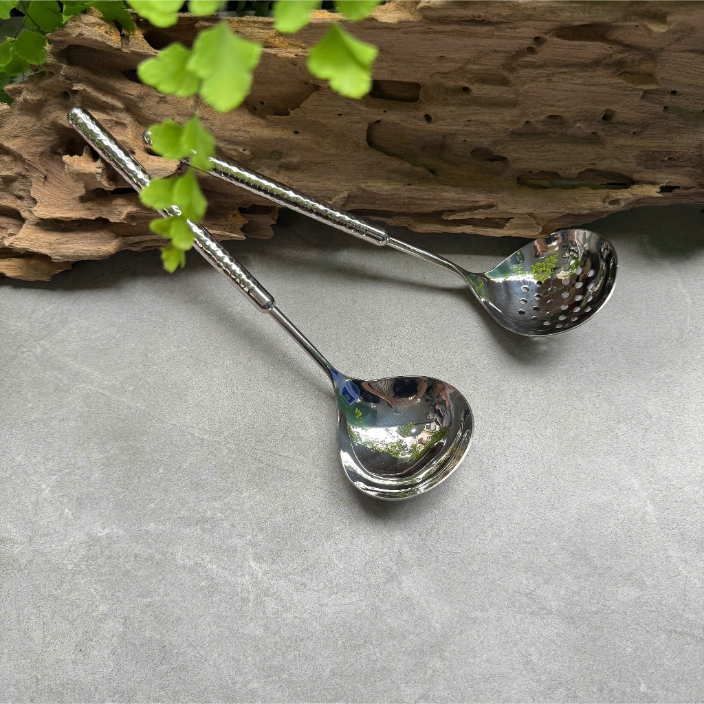 Muôi Canh CHOCKMEN Inox 18/10 Cao Cấp Muỗng Thủng Vá Múc Canh Thìa Canh SET SẦN TRÒN