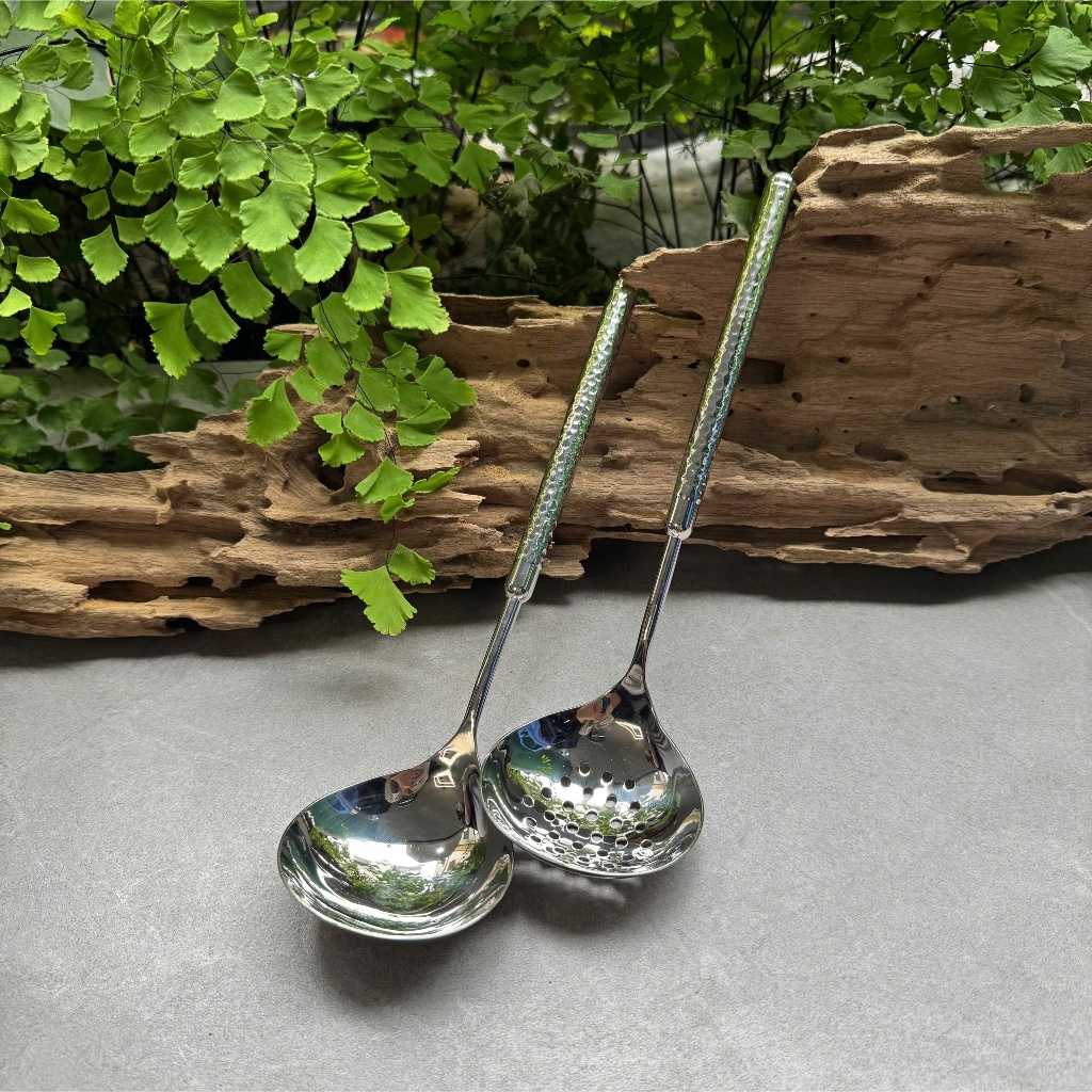 Muôi Canh CHOCKMEN Inox 18/10 Cao Cấp Muỗng Thủng Vá Múc Canh Thìa Canh SET SẦN TRÒN