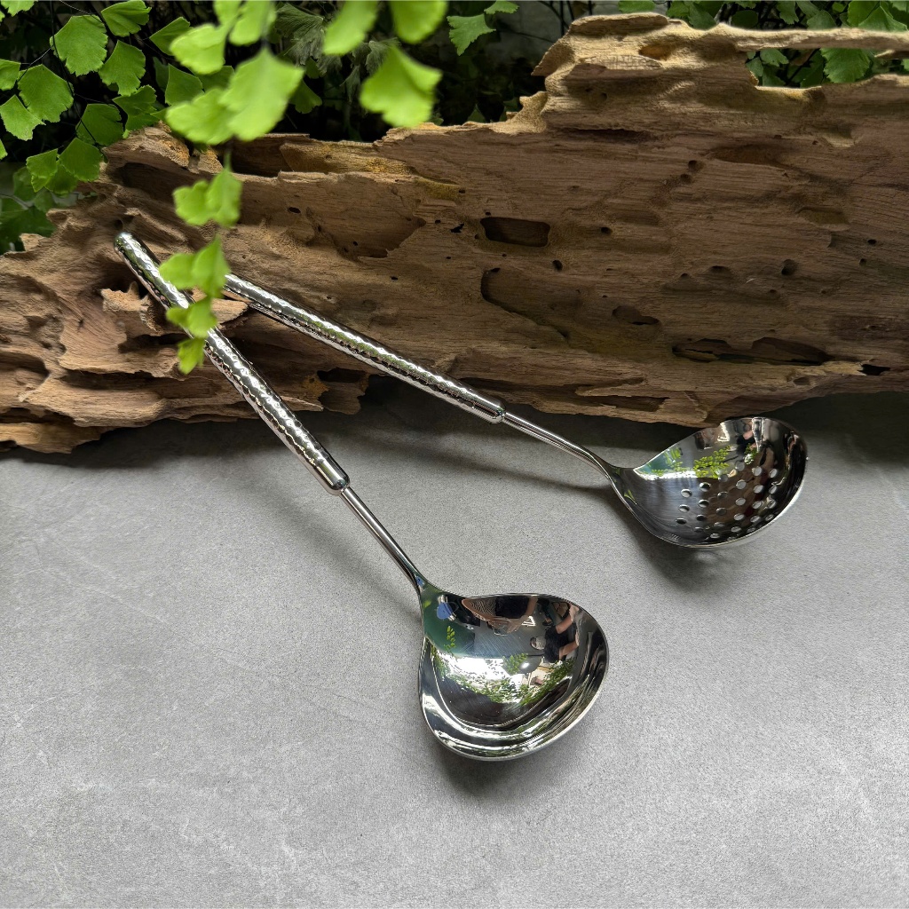 Muôi Canh CHOCKMEN Inox 18/10 Cao Cấp Muỗng Thủng Vá Múc Canh Thìa Canh SET SẦN TRÒN