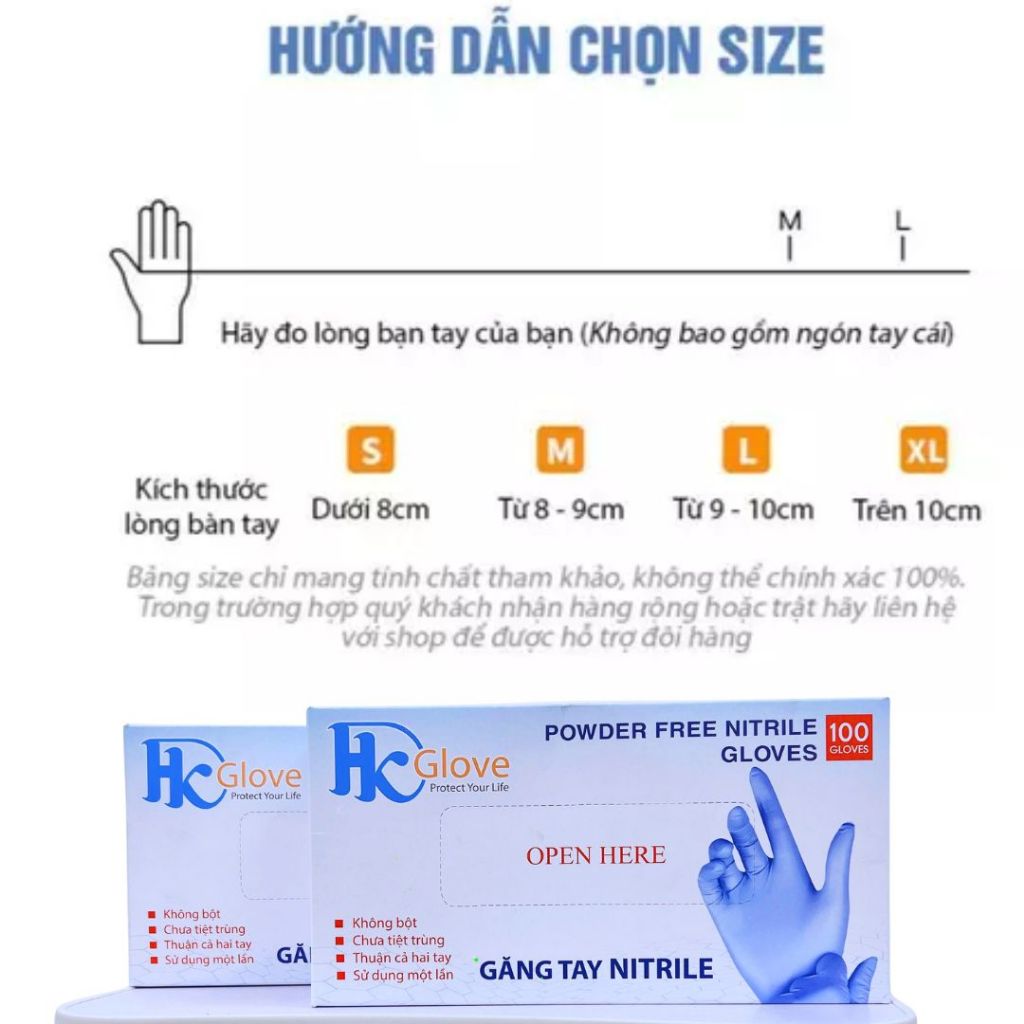 Găng tay cao su, Găng tay y tế không bột, Nitrile màu xanh, trắng sử dụng an toàn cho phòng khám, Spa thẩm mỹ