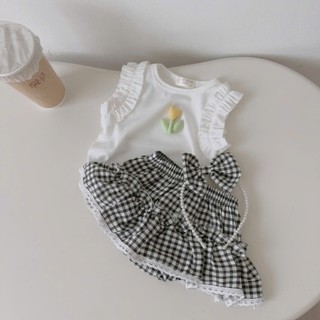 Set Body váy 3 chi tiết bé gái 6-12kg. Bộ đồ đi chơi bé gái kèm bờm đầu dễ thương. Dino Kids