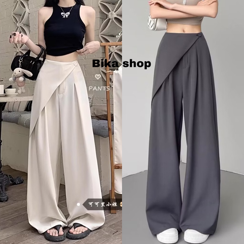 Quần ống rộng nữ vạt lệch. Chất golt sịn hót 2025. chất dày dặn mịn mướt ( A5)