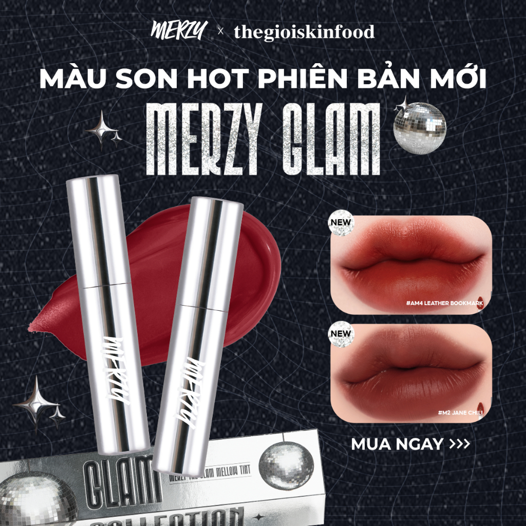 [Merzy Glam Vỏ Bạc] Son kem lì Merzy mềm mịn lâu trôi The Glam Mellow Tint 4g ThegioiSkinfood