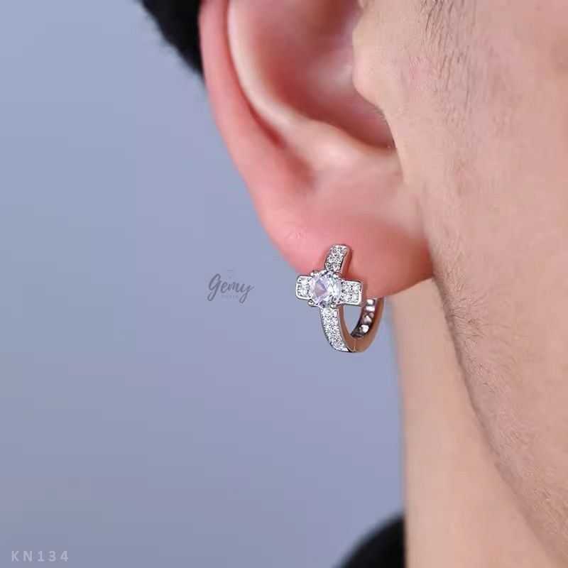 Khuyên tai bạc nam thánh giá chữ thập nhiều mẫu cá tính xi vàng trắng(1chiếc) | GEMY SILVER K114 KN108 KN122 KN127 KN145