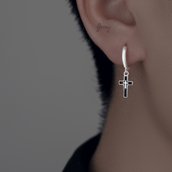 Khuyên tai bạc nam thánh giá chữ thập nhiều mẫu cá tính xi vàng trắng(1chiếc) | GEMY SILVER K114 KN108 KN122 KN127 KN145