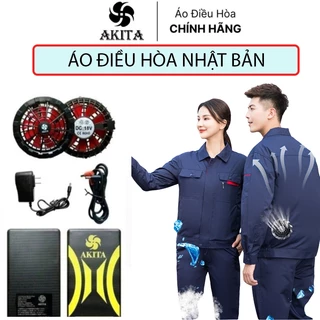 Áo Điều Hòa Nhật Bản AKITA Pin 18v Siêu Trâu 100.000mAh - Vải Dày / Thoáng Khí Sử Dụng Liên Tục 12-14 Giờ