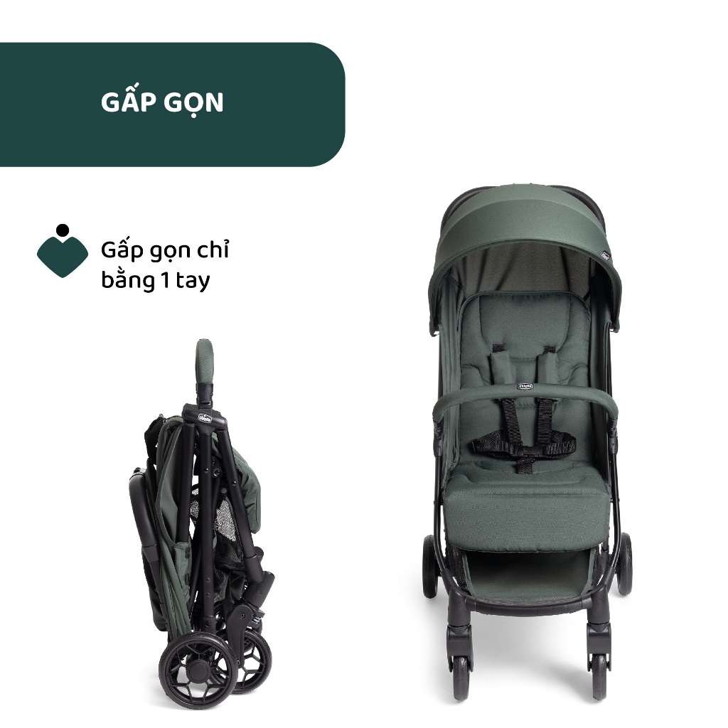 Xe đẩy gấp gọn Chicco Urbino - Màu xanh đại dương/Màu xanh rừng thông