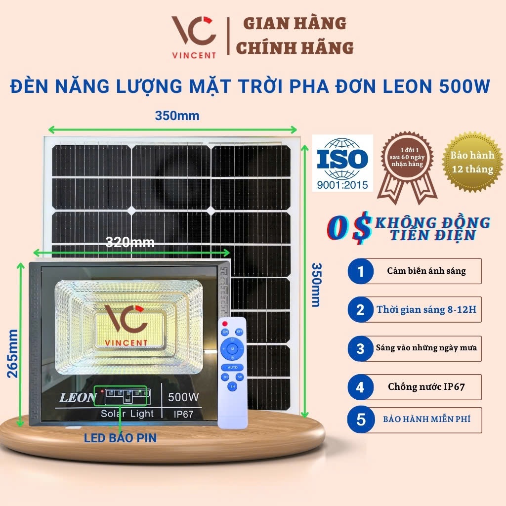 Đèn năng lượng mặt trời trang trí sân vườn,đèn pha NEON 300W,500W siêu công suất,có romote,cảm biến,IP67,bảo hành 1 năm