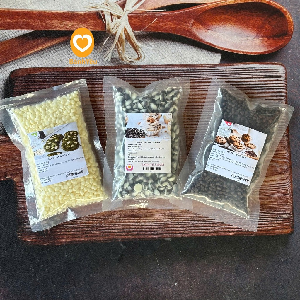 Socola Chip/ Nút đen, trắng, 2 màu trang trí bánh (chính hãng Puratos/VAN HOUTEN/Ganafarm) CHIA lẻ 100g