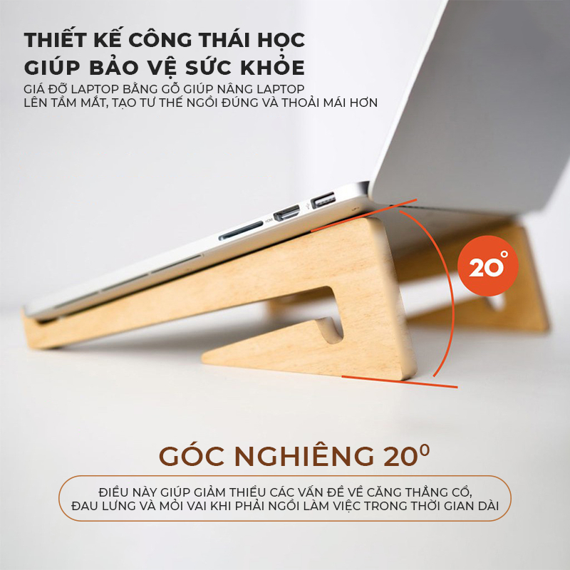Ảnh Giá đỡ laptop, giá để máy tính, kệ kê màn hình chất liệu gỗ giúp tản nhiệt - PG01 1