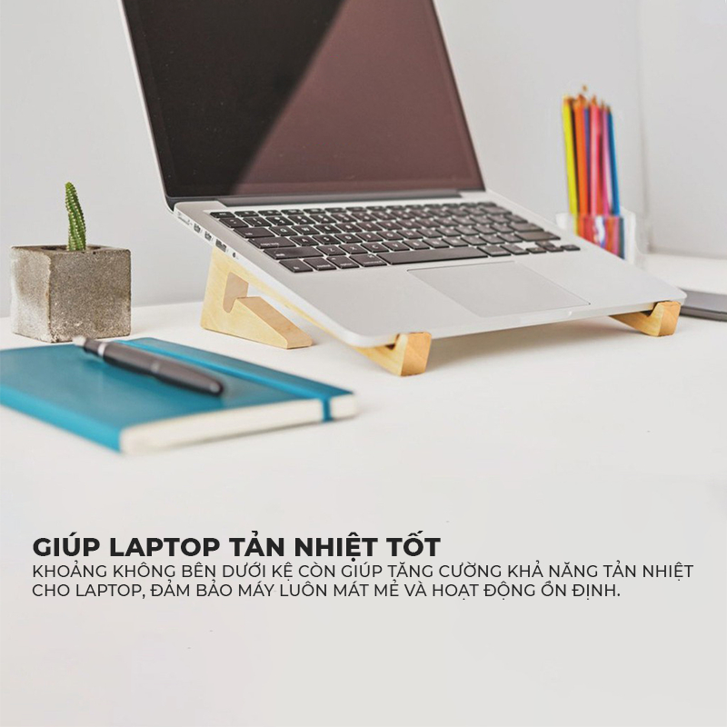 Ảnh Giá đỡ laptop, giá để máy tính, kệ kê màn hình chất liệu gỗ giúp tản nhiệt - PG01 3