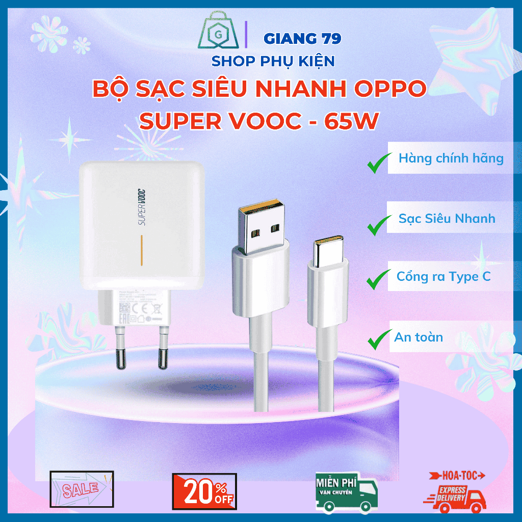 BỘ SẠC OPPO SUPER VOOC 65W Chính Hãng